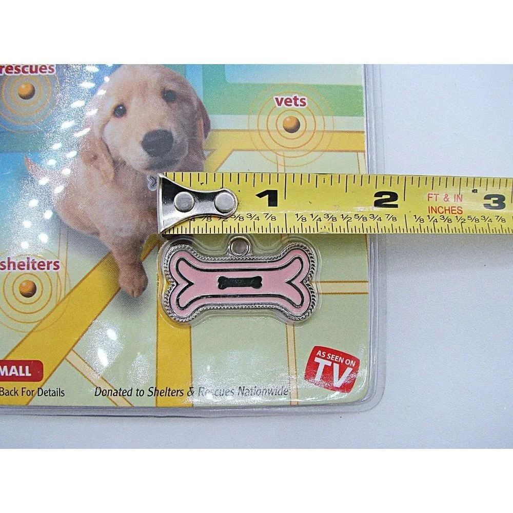Smart Tag Pet ID Small Pink Bone Enamel EAlert Service Find Your Pet Fast